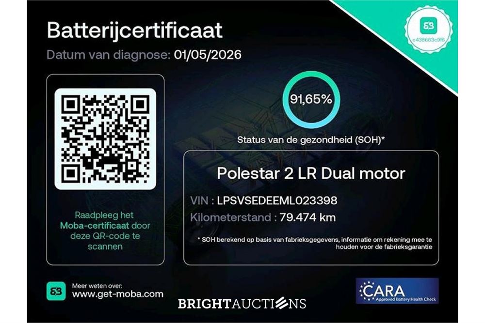Polestar 2 Long Range Dual Motor Launch Edition 78 kWh 2021 (Origineel-NL), L-180-BZ