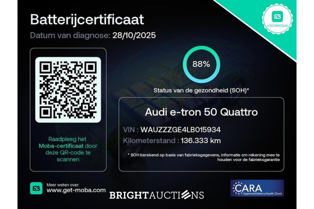 Audi e-tron 50 Launch edition plus Quattro 71 kWh 313pk 2020 (Origineel-NL), J-383-NL