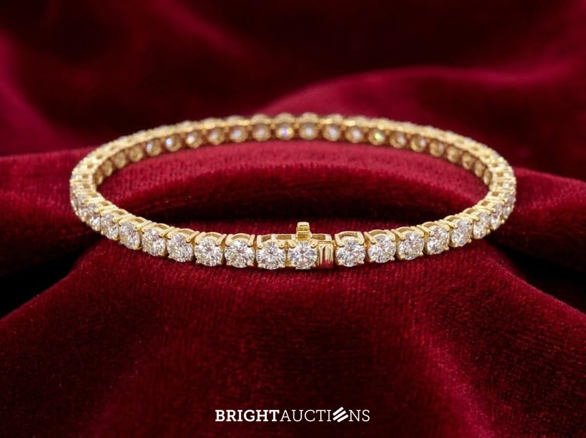 Gouden tennisarmband met natuurlijke diamanten – kavel bij Bright Auctions, Netherlands