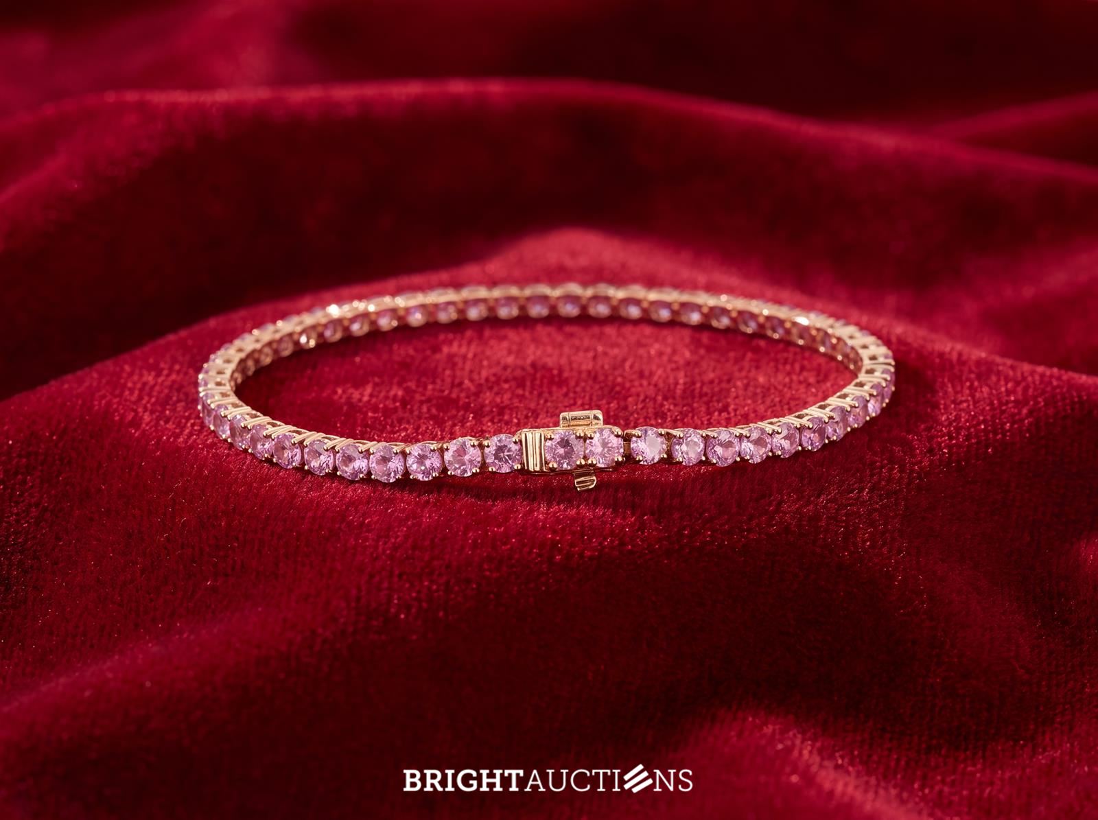 Rosegouden tennisarmband met natuurlijke saffieren – kavel bij Bright Auctions, Netherlands