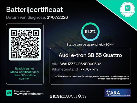 Audi e-tron Sportback 55 Advanced edition Quattro 95 kWh 408pk 2021 (Origineel-NL), L-608-RX