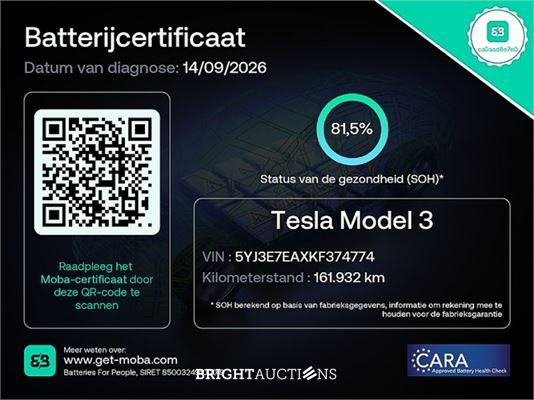Tesla Model 3 RWD 60 kWh 283pk 2019 (Origineel-NL), G-290-BZ