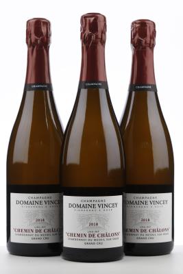 VINCEY CHEMIN DE CHALONS CHARDONNAY DU MESNIL SUR OGER GRAND CRU 2018 - Domaine Vincey - degorgé 10/2022 - 3 Bottles