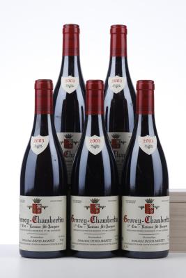 GEVREY CHAMBERTIN LAVAUX ST JACQUES 2003 - Denis Mortet - 5 Bottles