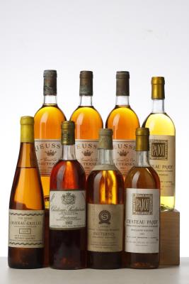 MIXED LOT 1982 RIEUSSEC - 1983 PAJOT - 1959 LAHONADE - 1982 SUDUIRAUT - 1976 GRILLET  NV - Mc - 8 Bottles