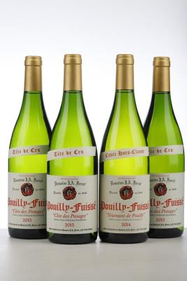 POUILLY FUISSE TOURNANT DE POUILLY CUVEE 1*HORS CLASSE + 3* TETE DE CRU *2014 + CLOS DES PROUGES 3*2015   - J. A. Ferret - 4 Bottles