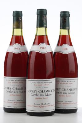 GEVREY CHAMBERTIN COMBE AUX MOINES 1982 - Clair Dau - 3 Bottles
