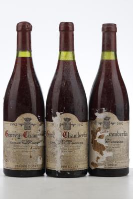GEVREY CHAMBERTIN LAVAUX ST JACQUES 1992 - Claude Dugat - 3 Bottles