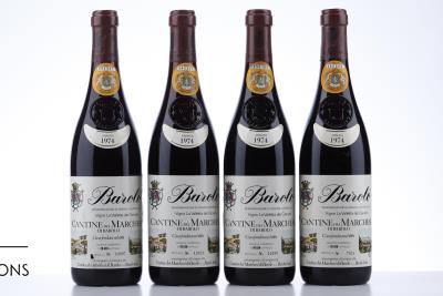 BAROLO RISERVA VALLETTA DEI CANNUBI 1974 - Marchesi di Barolo - 4 Bottles