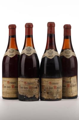 BEAUNE CLOS DES MOUCHES 1959 - Joseph Drouhin mise Grafé Lecocq - 4 Bottles