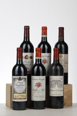 MIXED LOT BORDEAUX 6 BOTTLES NV - 2001 Sociando Mallet / 2003 Rauzan Gassies / 2003 Croizet Bages / 2003 La Lagune / 2*2003 Poujeaux - 1 Bottle