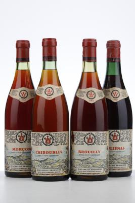 BEAUJOLAIS CHIROUBLES 1* + MORGON 1* + BROUILLY 1* + JULIENAS 1* 1967 - Saint Jean d'Ardieres - 4 Bottles