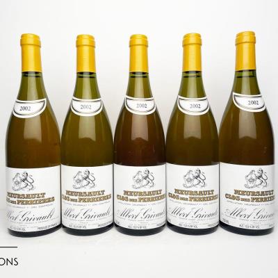 MEURSAULT CLOS DES PERRIERES 2002 - Albert Grivault - 5 Bottles