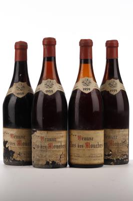 BEAUNE CLOS DES MOUCHES 1959 - Joseph Drouhin mise Grafé Lecocq - 4 Bottles