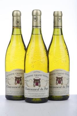 CHATEAUNEUF DU PAPE BLANC GRAND VENEUR 1994 - - raised capsules -  Alain Jaume - 3 Bottles