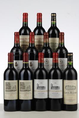 LES VINS DES GRANDS VIGNOBLES MEDOC ET POMEROL 1996 - Mc - 2 Duhart Milon Rothschild + 2 Giscours + 2 Lafon Rochet + 2 Lagrange + 2 La Pointe + 2 Lascombes - 1 Bottle