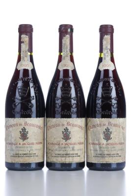 CHATEAUNEUF DU PAPE BEAUCASTEL HOMMAGE A JACQUES PERRIN 1995 - Pierre Perrin - 3 Bottles