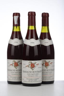CHASSAGNE MONTRACHET ROUGE CLOS ST JEAN 1998 - Jean Marc Morey - 3 Bottles