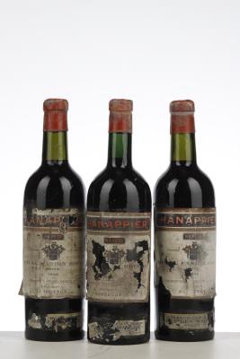 POMEROL ROYAL FANION ROUGE 1928 - Hanappier Peyrelongue mise Bestgen Wagner - 3 Bottles