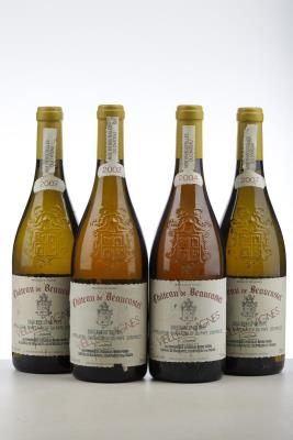 CHATEAUNEUF DU PAPE BLANC BEAUCASTEL ROUSSANNE VIEILLES VIGNES 1*2002 + 1*2004 + 2*2007   - Beaucastel - 4 Bottles