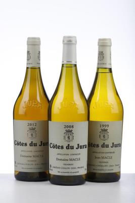 COTES DU JURA BLANC 1*1999 + 1*2008 + 1*2012  - Jean Macle - 3 Bottles