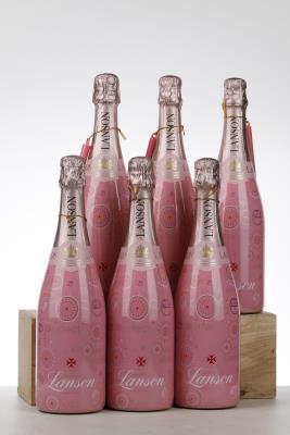 LANSON BRUT ROSE PINK VIE EN ROSE + STYLO NV - Lanson - 6 Bottles - Oc 6