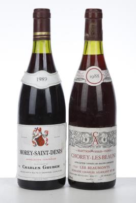 MIXED LOT RED BURGUNDY MIXED - 1989 Morey St Denis Charles Gruber - 1988 Chorey les Beaune Les Beaumonts Charles Allexant - 2 Bottles