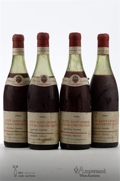 NUITS ST GEORGES CLOS DES CORVEES PAGET GRANDE RESERVE 1966 - Charles Vienot - 4 Bottles