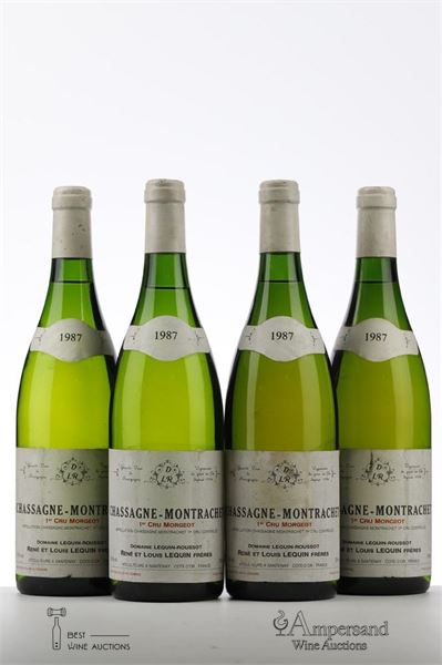 CHASSAGNE MONTRACHET BLANC LES MORGEOTS 1987 - Rene Louis Lequin - 4 Bottles