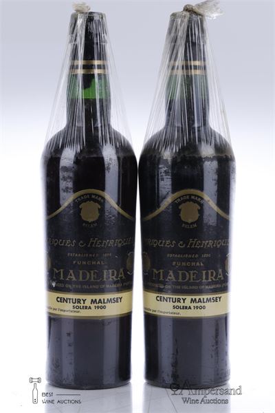 MADEIRA HENRIQUES CENTURY MALMSEY SOLERA 1900 - Henriques & Henriques - Mise en bouteille par L'Importateur - 2 Bottles