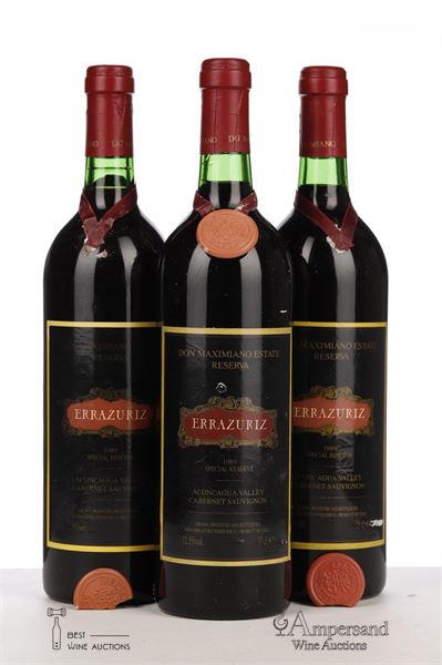ERRAZURIZ DON MAXIMIANO ESTATE RESERVA (SPECIAL RESERVE) 1989 - Errazuriz - 3 Bottles - Owc 3