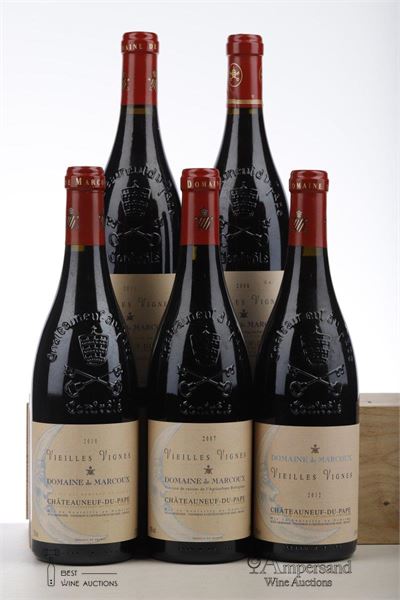 CHATEAUNEUF DU PAPE MARCOUX VIEILLES VIGNES 1*2006 + 1*2007 + 1*2010 + 1*2011 + 1*2012  - Domaine de Marcoux - 5 Bottles