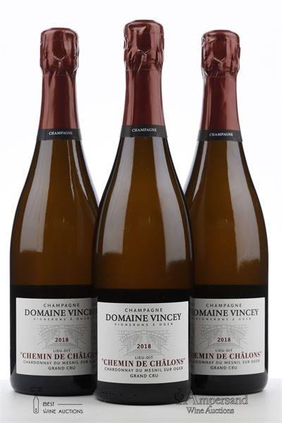 VINCEY CHEMIN DE CHALONS CHARDONNAY DU MESNIL SUR OGER GRAND CRU 2018 - Domaine Vincey - degorgé 10/2022 - 3 Bottles