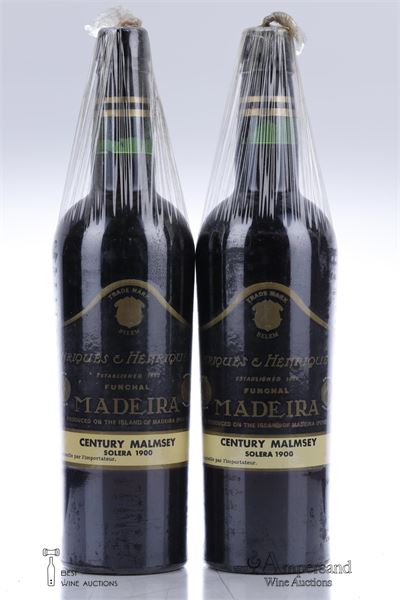 MADEIRA HENRIQUES CENTURY MALMSEY SOLERA 1900 - Henriques & Henriques - Mise en bouteille par L'Importateur - 2 Bottles