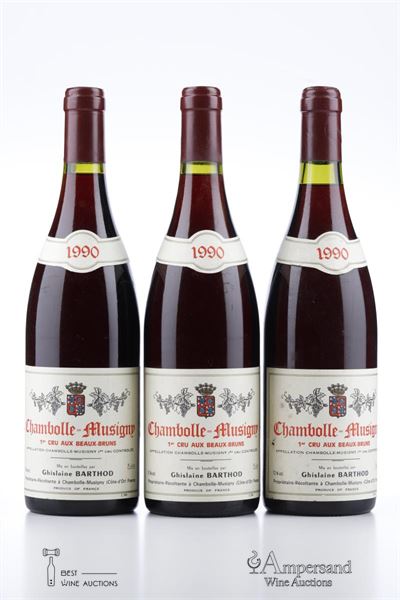 CHAMBOLLE MUSIGNY AUX BEAUX BRUNS 1990 - Ghislaine Barthod - 3 Bottles