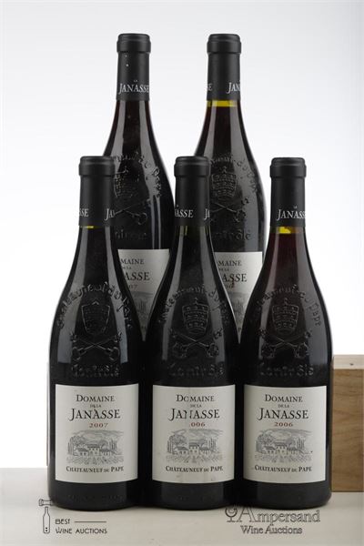 CHATEAUNEUF DU PAPE DOMAINE DE LA JANASSE 3*2006 + 2*2007   - Aime Sabon - 5 Bottles