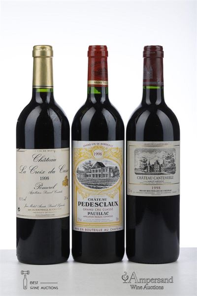 LOT 1998 BORDEAUX LA CROIX DU CASSE + PEDESCLAUX + CANTEMERLE - Mc - 3 Bottles
