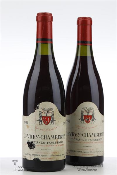 GEVREY CHAMBERTIN LE POISSENOT 1991 - Geantet Pansiot - 2 Bottles