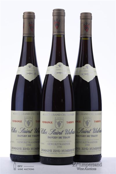 GEWURZTRAMINER CLOS ST URBAIN RANGEN DE THANN VENDANGE TARDIVE 1998 - Zind Humbrecht - 3 Bottles
