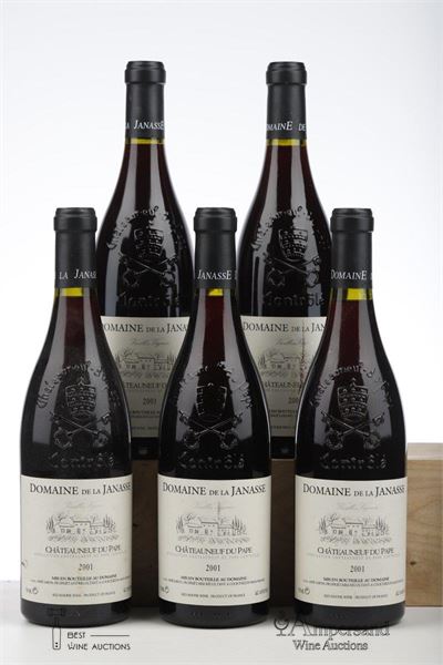 CHATEAUNEUF DU PAPE DOMAINE DE LA JANASSE CUVEE VIEILLES VIGNES 2001 - Aime Sabon - 5 Bottles