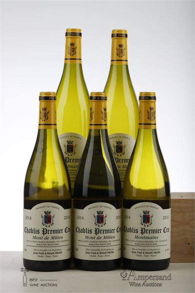 CHABLIS MONT DE MILIEU 3*2014 + MONTMAINS 2*2014   - Jean Paul et Benoit Droin - 5 Bottles