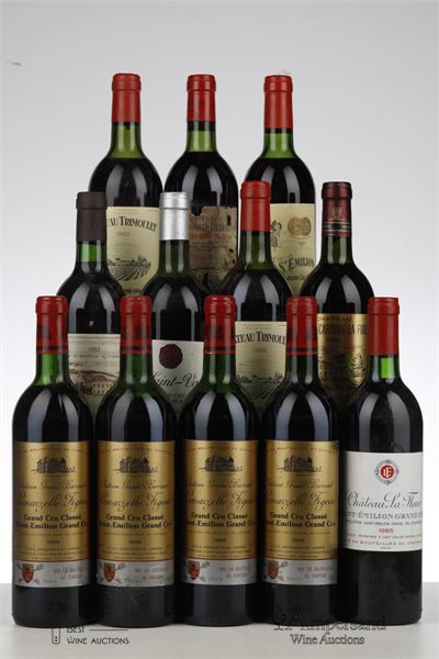 MIXED LOT BORDEAUX ST EMILION GRAND CRU 80 TIES - Mc - 12 Bottles