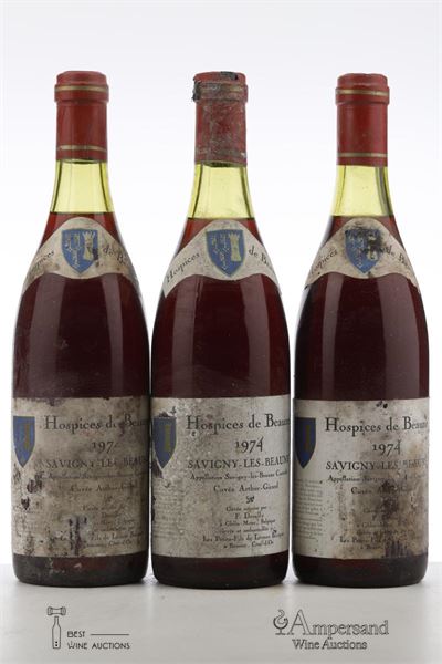 HOSPICES DE BEAUNE SAVIGNY LES BEAUNE CUVEE ARTHUR GIRARD 1974 - Les Petits Fils de Leonce Bocquet - 3 Bottles