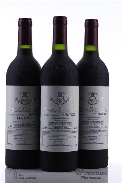 VEGA SICILIA UNICO RESERVA ESPECIAL NV - Vega Sicilia 1985 - 1986 - 1990 - 3 Bottles