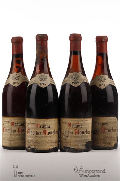 BEAUNE CLOS DES MOUCHES 1959 - Joseph Drouhin mise Grafé Lecocq - 4 Bottles