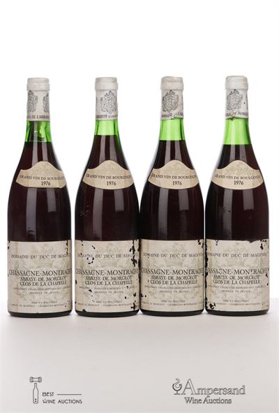 CHASSAGNE MONTRACHET ABBAYE DE MORGEOT CLOS DE LA CHAPELLE 1976 - Duc de Magenta - 4 Bottles