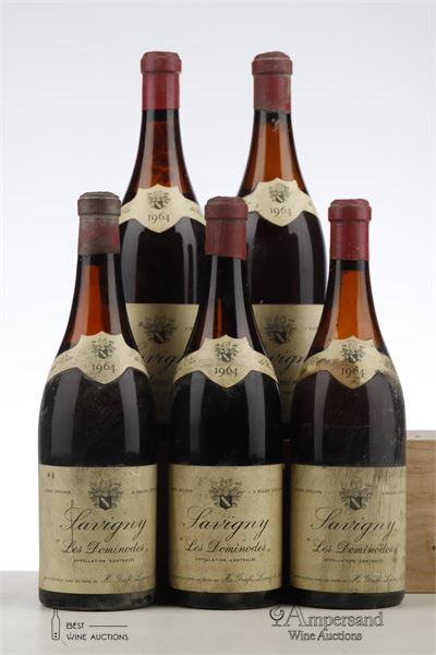 SAVIGNY LES BEAUNE LES DOMINODES 1964 - Joseph Drouhin mise Grafe Lecocq - 5 Bottles