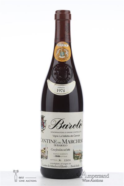 BAROLO VIGNA LA VALLETTA DEI CANNUBI 1974 - Marchesi di Barolo - 1 Bottle