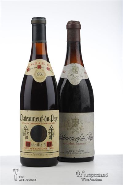 CHATEAUNEUF DU PAPE 1*1961 + 1*1966 MIXED - Duvigneau - 2 Bottles