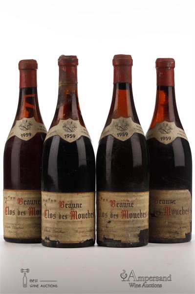 BEAUNE CLOS DES MOUCHES 1959 - Joseph Drouhin mise Grafé Lecocq - 4 Bottles
